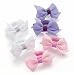 3 Pairs Pastel Tone Ribbon Bow Glitter Centre Motif Hair Ponios Elastics Bobbles Bands