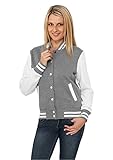 urban jacke bodie Gerippter College-Kragen Urban Classics TB218 Damen Jacke Ladies 2-tone College Sweatjacket, Mehrfarbig(gry/wht), Large