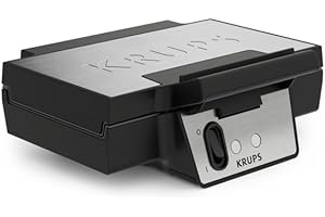 ‎KRUPS Krups FDK Iconic FDK261 gofrownica, 850 W, nieprzywierające płyty ceramiczne, ikoniczny design, pionowe przechowywanie, przyjazne dla użytkownika, czarne/stal nierdzewna, FDK261