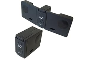BESTPLUG Aufklappbare Stereo Doppel-Lautsprecher Boxen inkl. Netzteil, Schwarz mit 3,5mm Klinke Kabel und USB Ladekabel
