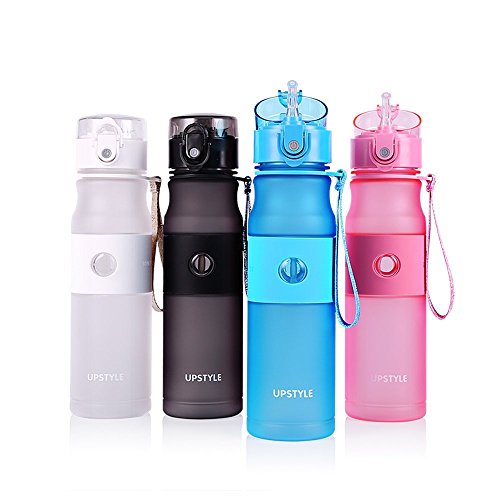 UPSTYLE Sport Wasser Flasche mit Strohhalm mit Auslaufsicher Flip Top Deckel, umweltfreundlich & BPA-frei Kunststoff – Must Have für das Fitnessstudio, Yoga, Laufen, Outdoor, Radfahren und Camping, Klauenhammer, rose - 3