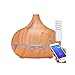 Produktbild BESPORTBLE 300 ml Holzmaserung Ätherisches Öl Diffusor App Fernbedienung Ultraschall Aroma Kühler Nebel Luftbefeuchter mit Led-leuchten für Home Office-EU Stecker