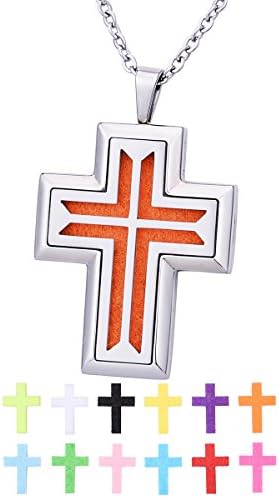 Aromatherapy Essential Oil Diffuser Necklace/ Cross-Section Hollow Stainless steel/ Openable Pendant 47mmx30mm