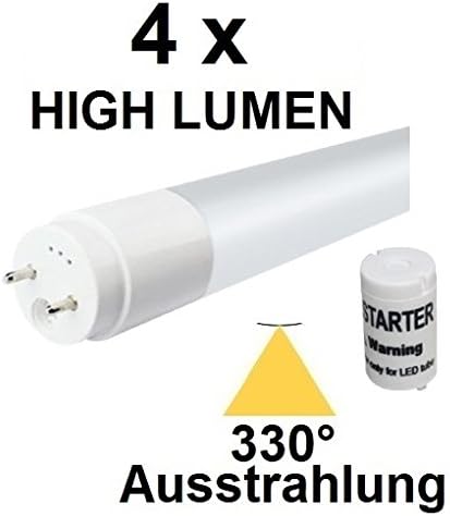 4 x 90 cm LED Tube T8/G13 – 14 Watt 330 ° Beam – High Lumen (1950 Lumen Cool White 6000 K, Perfect for Replacing 30 – 40 Watt Fluorescent Tube – Ideal for Lamps with Reflector
