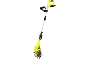 UIOEEJY Motobineuse sans Fil 20V, Motobineuse Électrique avec 2Ah Batterie et Chargeur, Largeur Travail 10.5 cm, Profondeur Travail 25 cm, Tube Télescopique, Bineuse à Terre électrique