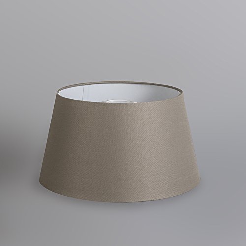 QAZQA Leinen Lampenschirm 32cm rund DS E27 leinen taupe , Rund konisch Schirm Pendelleuchte, Schirm Stehleuchte, - 3