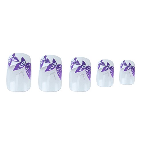 2 sets butterfly False Fake Nail Art Fingernail Full Tips purple