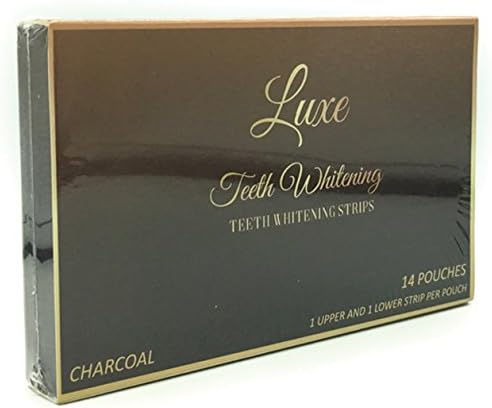 Luxe Teeth Whitening® Charcoal Flavoured Peroxide Free Teeth Whitening Strips For Home Teeth Whitening -UK Safety Approved - No sensitivity- 28 strips (14 Day course) British Brand- Developed in the UK
