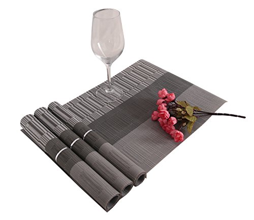 Deconovo Tischsets Waschbar Platzdeckchen Abwaschbar Platzmatten Abwaschbar 30×45 cm Grau 4er set - 5