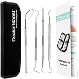 Essential Dental Hygiene Kit For Home Use - Calculus & Plaque Remover Set - Tartar Scraper - Scaler Instrument, Tooth Pick, Mouth Mirror - Deep Teeth Cleaning Tools to Maintain High Oral Care - DrBoost By ZEVRON