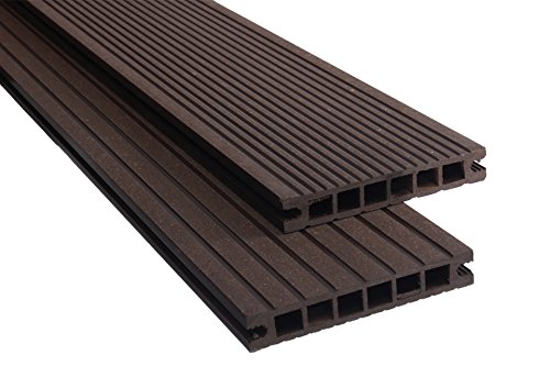 Andrewex WPC Terrassendielen 24 x 145 mm,  Länge: 2,4m, Farbton: Braun, geschleift