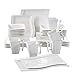 Produktbild MALACASA, Serie Flora, 32 TLG. Cremeweiß Porzellan Geschirrset Kombiservice Tafelservice mit je 6 Schalen, 6 Dessertteller, 6 Suppenteller, 6 Speiseteller, 2 Rechteckigen Platten und 6 Becher