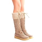 TianWlio Boots Stiefel Schuhe Stiefeletten Frauen Herbst Winter Flache Schnürschuhe aus Wildleder mit Runde Zehe Halten Warme Mittlere Schneestiefel Weihnachten Schwarz 37