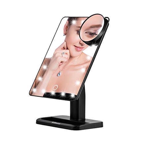 Witmoving Schminkspiegel Mit Einer Sehr Hochwertigen Touch Button,Es Sind 20 LED -Leuchten Verbaut Zusätzlich Mit Einem Verstellbarem Stand Fuß Für Verschieden Oberflächen Und Räume Wie Badezimmer, Schlafzimmer, Wohnzimmer, Ideal Auch Für Reisen Oder Bartrasuren