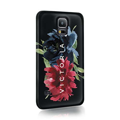 Personalised Samsung Galaxy Ace 3 Tirita Hard Case Cover PRINTED GLITTER, NOT REAL GLITTER Floral Flowers Gold Monogram Spring Custom Initials Name Bling