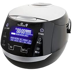 Yum Asia Sakura Cuiseur à riz avec bol en céramique et Micom Fuzzy Logic (YUM-EN15) 6 fonctions de cuisson au riz, 6 fonctions multicuiseurs, écran LED Motouch (1,5 litre) 220-240V (Noir et argent)