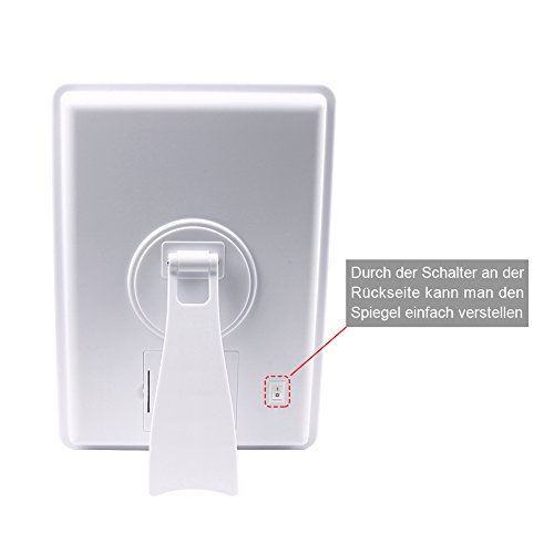 Wawoo® Make-up-Spiegel mit LED Beleuchtung Dimmbar durch Touch-Schalter + 16 LEDs + Ultra-High Definition Falterbar Standspiegel Profi Kosmetikspiegel Schminkspiegel Tischspiegel Batteriebetrieben (weiß) - 4
