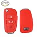 Produktbild E-Mandala 2 Stück Audi Schlüssel Hülle 3-Tasten Silikon Tasche Etui Schutzhülle für Audi A3 S3 A4 S4 RS4 A6 S6 RS6 Q7 TT TTS R8 Autoschlüssel Schlüssel Zubehör - Rot