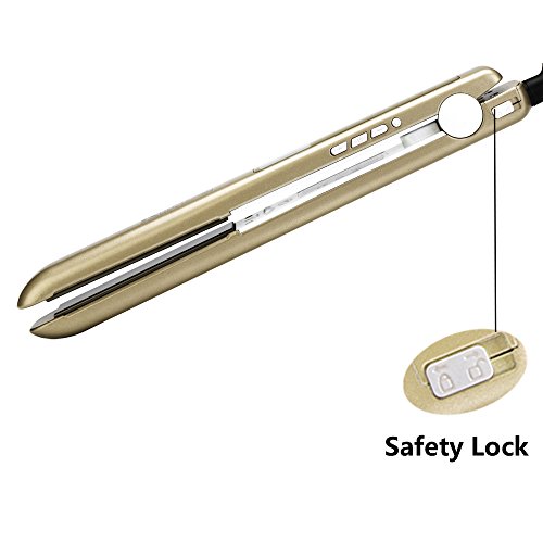 KIPOZI Pro Haarglätter Ionen Glätteisen Salon 230 Digital LCD ionische Titan-Platten Anti-Spliss Haarstyling Dual-Spannung (100-240 V,Gold) - 8
