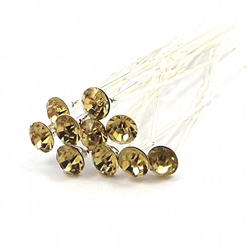 Bride Boutique Bridal Wedding Prom Crystal Encrusted Diamante Hair Pins Clips Grips (Gold)
