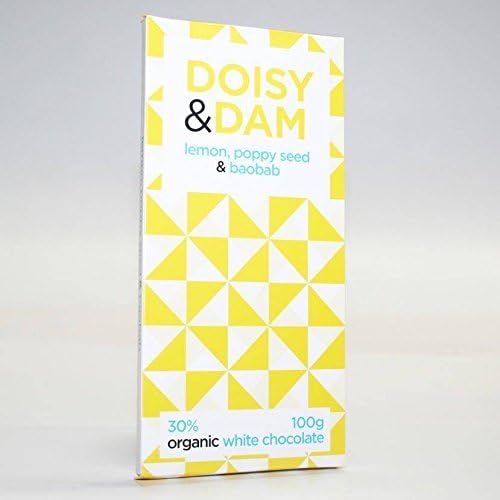 Doisy and Dam Organic Lemon, Poppy Seed and Baobab White Chocolate Bar 100 g (Pack of 10)