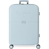 Pepe Jeans Accent Medium Suitcase, Blue, Hardside, 4 Double Wheels | 79L US