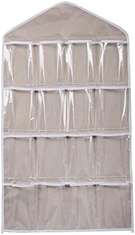 iTemer Wall Door Closet Storage Organizer With 16 Pockets Hanging Storage Bag for Underwear Ties Socks Jewelry Bra Keys Glasses Home Organiser (Grey)