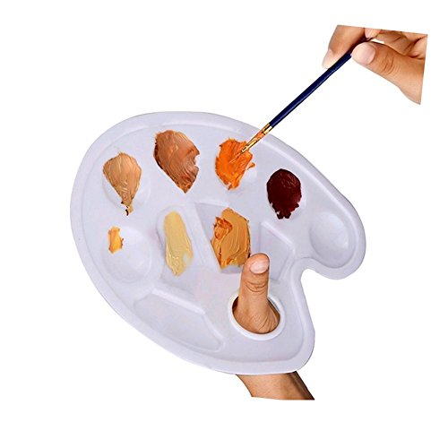 Hosaire Farbpalette mit Griffloch, Weiss Kunststoff Mischpalette, 22.8 x 11.7 cm - 5