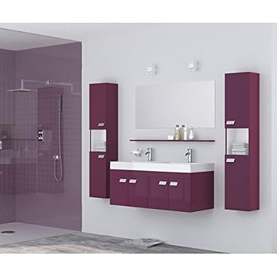 Générique Alpos salle de bain complete double vasque 120 cm - laqué aubergine brillant