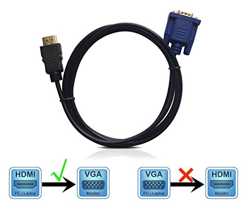HDMI zu VGA Kabel, ruitexun 1,8 Meter neuen HDMI Gold Stecker zu VGA Stecker D-Sub HD 15 Pin M/M Adapter Stecker Kabel für Laptop PC LCD HD TV 6 Füße (schwarz) - 5