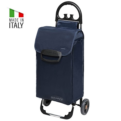 Einkaufstrolley ETY in blau - Klappbarer Trolley nur 1,5kg - Shopper mit leisen Rädern & großem Kühlfach - Einkaufsroller mit 50L bis 30kg belastbar