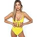 Price comparison product image Womens Bikini Set High Waist Swimsuit Ladies Swimming Costume Sexy Swimwear Beachwear Bathing Suit Two Piece Set (S, Yellow)