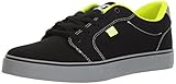 DC Men's Anvil Tx Skate Shoe, Black/Black/Soft Lime, 7 D D US