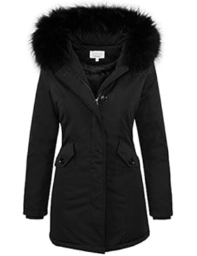 Designer damen winter jacke parka mantel winterjacke gefüttert Echt Fell und Kunstfell D-218