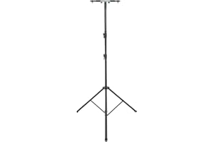 Showlite Lichtstativ Stage Set (sehr hohes Lichtstativ mit Teleskoprohr im Set inkl. passendem Boxenstativadapter für 2 Scheinwerfer) Schwarz