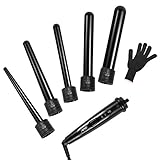 BESTOPE Rizador de Pelo 5 en 1 Tenacillas Pelo con 5 Intercambiable Barriles y Guantes protectores de calor