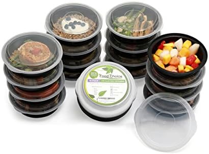 Meal Prep Food Containers with Lids for Lunch , Portion Control and Food Storage - Stackable , BPA free , 1 Compartment , Circular , Freezer , Dishwasher and Microwave Safe Tubs (16 pack)