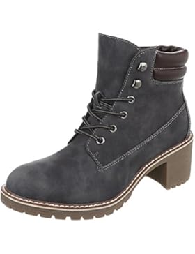 Schnürstiefeletten Damenschuhe Klassischer Stiefel Blockabsatz Schnürer Schnürsenkel Ital-Design Stiefeletten