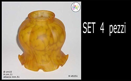 Set of 4 Replacement Glass Lampshades, Chandeliers Applique E27 with Bubbles, Amber