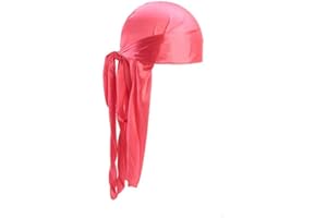 Treer 1 Piezas de Durag Bandana Seda, Mujer de Sedoso Gorra de Pirata Casquillo Color Sólido Musulmanas Turbante Suave Unisex para con Cola Larga para 360 Ondas