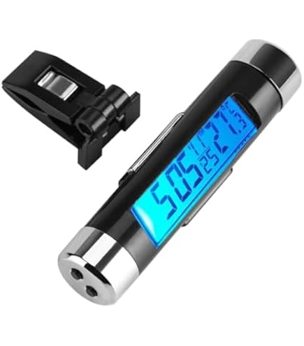 Horloge Thermomètre Voltmètre Pour Voiture - Mini écran LED Bleu, Affichage Température Et Tension