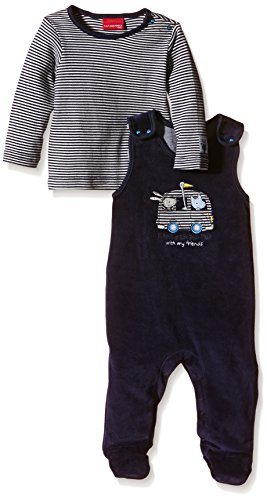 SALT AND PEPPER Baby Boys NB Playsuit On Tour uni Nicki Plain Crew Neck Long Sleeve Footies, Blue (night Blue 481), 0-3 Months (Manufacturer size: 62)