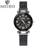 Luckhome Armbanduhr Für Damen Herren Uhr Armband Frauen Mit Lederarmband Geschäfts Klassisch Analog Quarz Dünn Luxus Elegant Meibo Edelstahl Band Magnet Schnalle Sternenhimmel Analoge