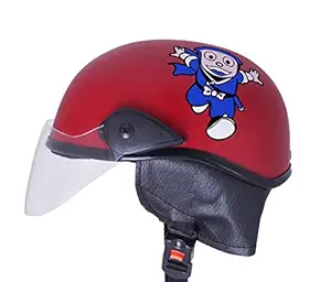 Western Era Stylish Ninja New Hatorri Character Open Face Helmet for Kids || Baby Safety and Comfort || (3-12 Years) (Free, Red Matte)