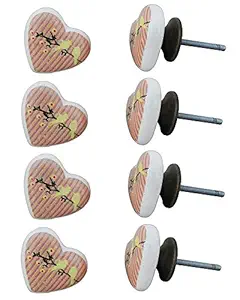 8 Pieces Cabinet Knobs | Ceramic Kitchen Cabinet Handle | Silver Antique Knobs for Dresser Drawers | Bird Heart Cabinet Door Pull | 4.44 cm Knobs