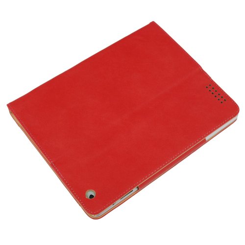Madcase Apple iPad Air 2 / Air Smart Case Etui Faux Ledertasche Hülle mit Auto Schalf und Wach Sleep-Funktion inkl. Displayschutzfolie und Stylus Touch stift – Rot / Beige - 4
