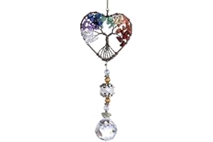 WASSERQUELLE Heart Shaped Rainbow Garden Hanging Ornament Crystal Sun Catcher Crystal Ball Prism Ornament Pendant for Home Office Garden Decor