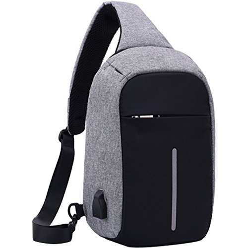 Preisvergleich Produktbild Travel Sling Rucksack, Diebstahlsicherer Umhängetasche mit USB Ladeanschluss, großes Fassungsvermögen Wasserdicht Schule Tasche für College Student Arbeit Herren und Frauen, light Gewicht