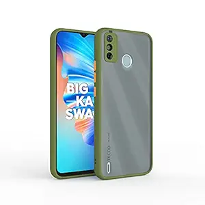 Aarnik Back Cover for Tecno Spark 6 Go/Spark Go 2020/Spark Go 2021 (Light Green Plastic Translucent Stylesh Colour Button Smoke)