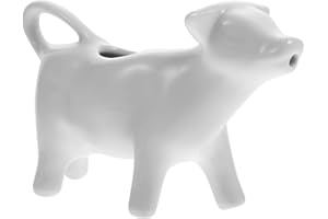 Angoily Brocca di latte in ceramica con manico - Mucca creativa a a forma di crema di caffè Dispenser- Bianco puro Piccolo Caffè Creamer Brocca per la Cucina Caffè Tè Latte Crema Versato (400